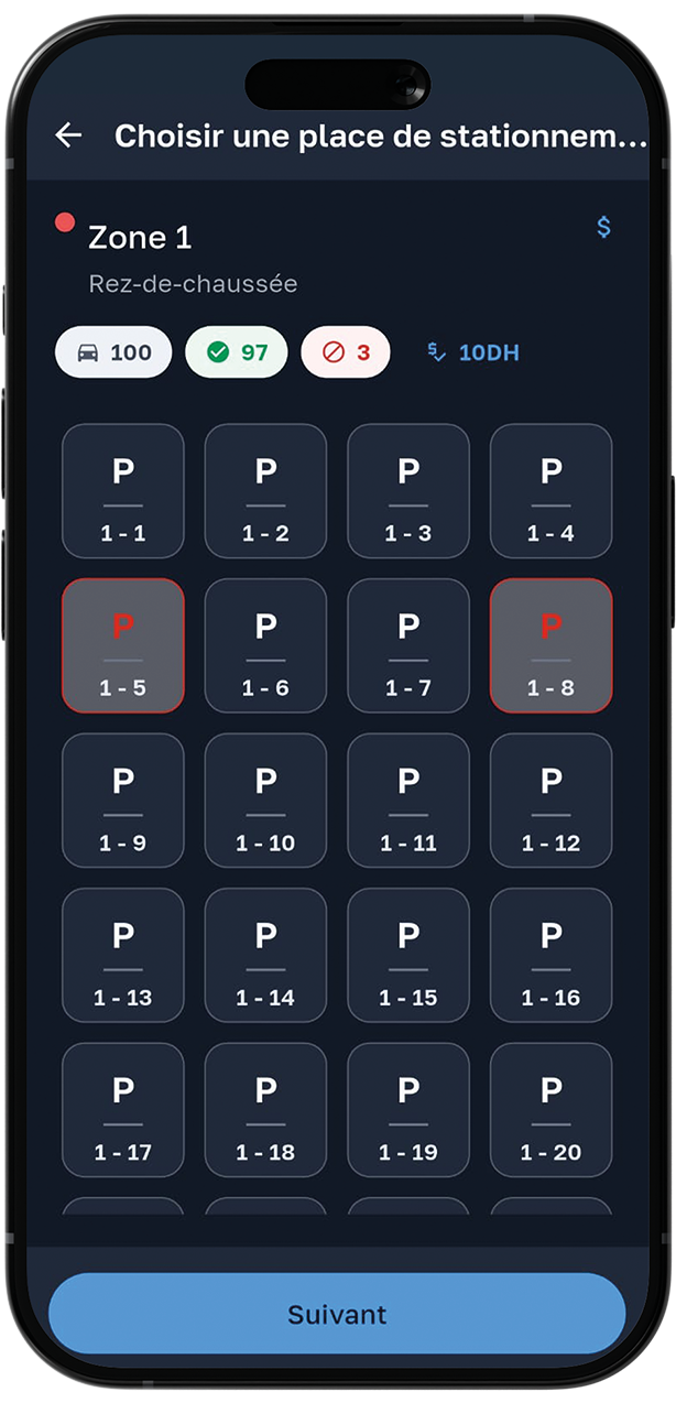Interface simple eBlasa parkings